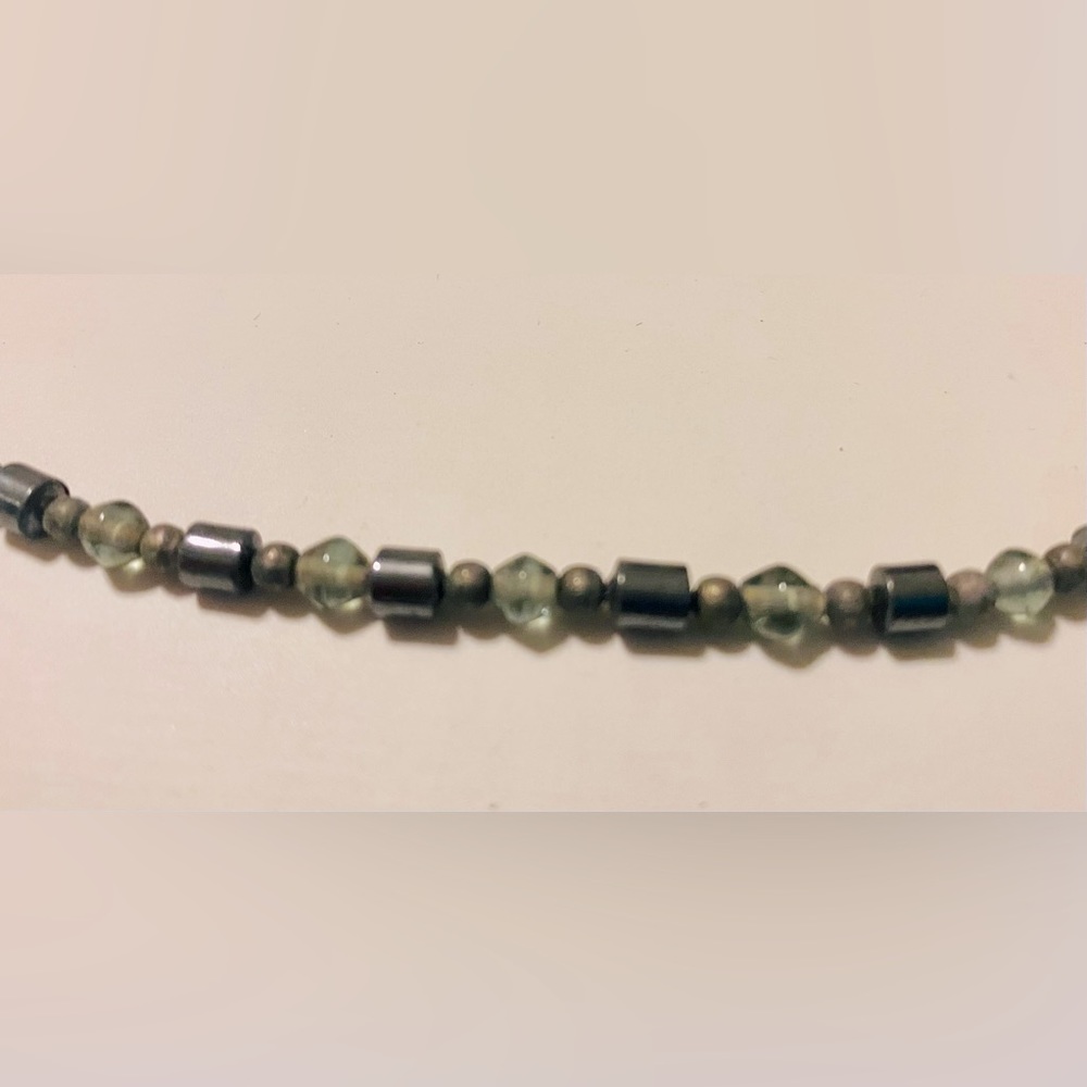 Vtg 90s Grey Glass Bead Choker Necklace